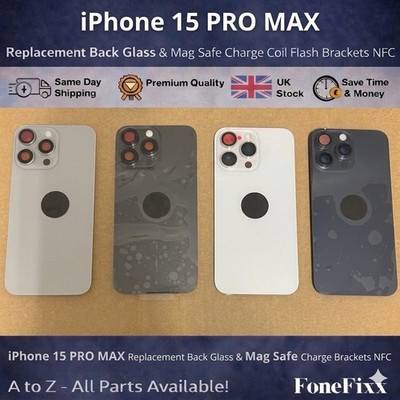 iPhone 15 Pro Max Ersatz Rückseite Glas MagSafe Lade Spule Blitz Halterungen NFC