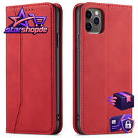 HandyhüLle Flip Klappbar Magnet Leder Rot Mit KartenfäChern FüR Iphone 12 Pro