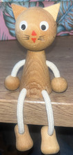 Miva Vacov Wooden Shelf Sitter Cat - wood with rope legs - approx. 15.5cm long