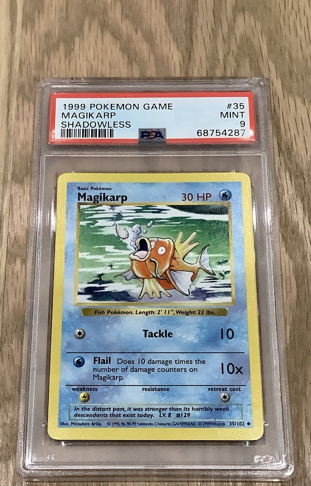 1999 POKEMON BASE SET SHADOWLESS #35 MAGIKARP PSA 9 Mint
