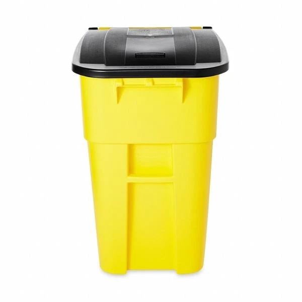Lata de plástico rodante rectangular Rubbermaid Commercial Fg9w2700yel Brute 50 galones, Foto 2 de 4