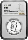 1961 50C Proof Silver Franklin Half Dollar NGC Graded PF 68 in New Holder White