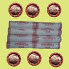 8 bank-wrapped  2009  T/T  rolls - 400 Unc Lincoln pennies - Log Cabin Reverse — photo 1
