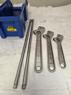 Snap On Adjustable Wrench Lot AD08 AD10 AD12 USA Extensions 5pc LOT 201