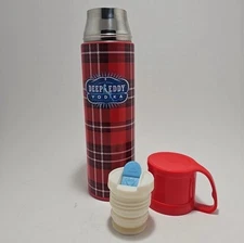 Deep Eddy Vodka 8 Oz Thermos Flannel Design Flask 10" X 2.5" Metal