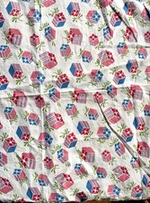 Vintage Feed sack Fabric w Stitch Marks 37 W by 44.5 L Cute Square Flower Print