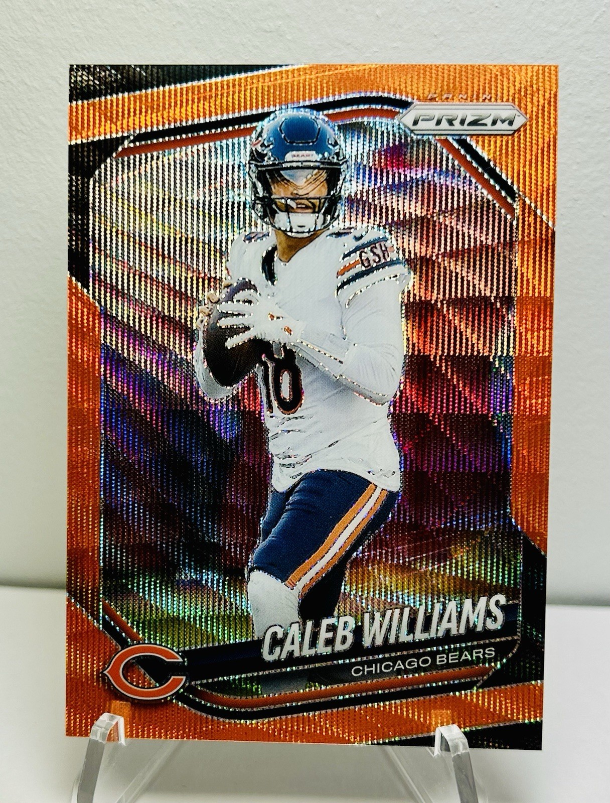 2025 Caleb Williams Panini Prizm #124 Orange Wave /65 Chicago Bears
