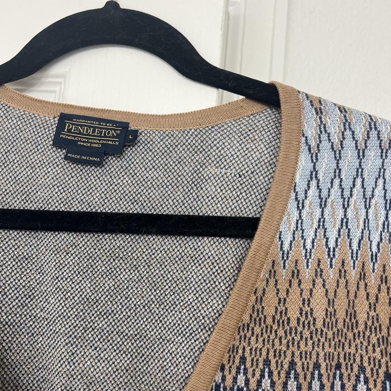 Pendleton Brown Blue Tan Argyle Pattern Cardigan … - image 3