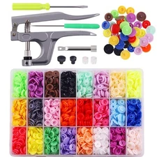 Glarks 384Pcs Snaps Plastic Buttons With Snaps Pliers Set For Clothes 