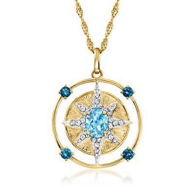 Ross-Simons Blue & WTpz North Star Ncklc in 18k Gold Plate