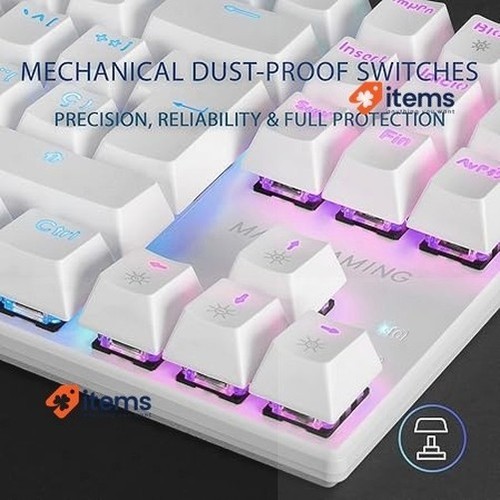 MARSGAMING MK80 Weiß Tkl Frgb Lichter Mechanische Gaming Für PC, Ps4, Mac, Linx - Afbeelding 5 van 6