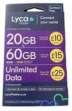 Lycamobile UK 4G/5G - British Network - Pay As You Go - Triple SIM Card - PAYG