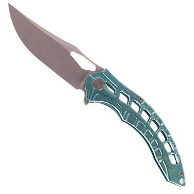 Miguron Geloty Folding Knife Green Crystal Ti Handle Vanax Plain Edge MGR632BJGN