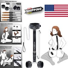 BDSM Restraint System for Couples with Adjustable Collar and Handcuffs Black