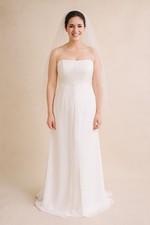 David  s Bridal Wedding Dress Sz 20W Style 9T8077 White Strapless Newly Dry Clean