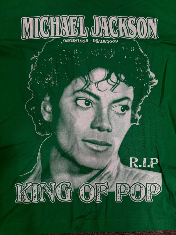 VNTG 2009 Michael Jackson King of Pop Death RIP T Shirt 2XL Music Big Face Green