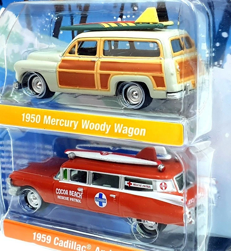 Johnny Lightning 1/64 Scale JLPK022 Surf Rods - Mercury/ Cadillac - Grey/ Orange - image 3 of 4