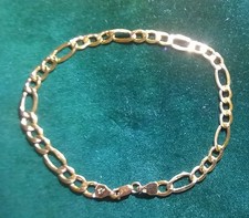 SOLID 9CT GOLD FIGARO BRACELET 8.5″ | UK FULLY HALLMARKED | 2g | GENUINE