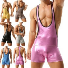 Hot Mens Athletic Underwear Bodysuit Wrestling Singlet One-piece Boxers Jumpsuit