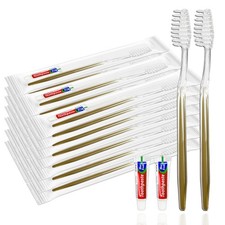 100 Packs Disposable Toothbrushes with Toothpaste, Individually Wrapped Trave...