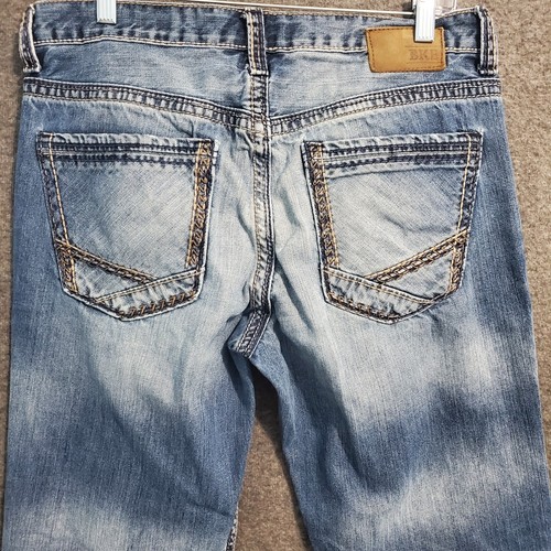 BKE Jeans Mens 34L Jake Blue Stretch Mid Rise Straight Leg Distressed Denim - Picture 5 of 11