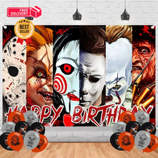 Horror Movie Birthday Party Backdrop,Horror 5ft x 3ft, Red
