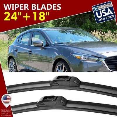 Waterproof U/J-Hook 24''+18'' Premium Bracketless Windshield Wiper Blades /pair