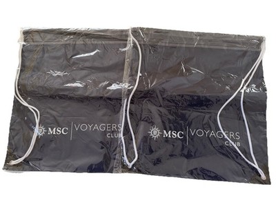 MSC Cruises Voyagers Club Lot of 2 NEW Drawstring Lightweight Backpack Navy Blue