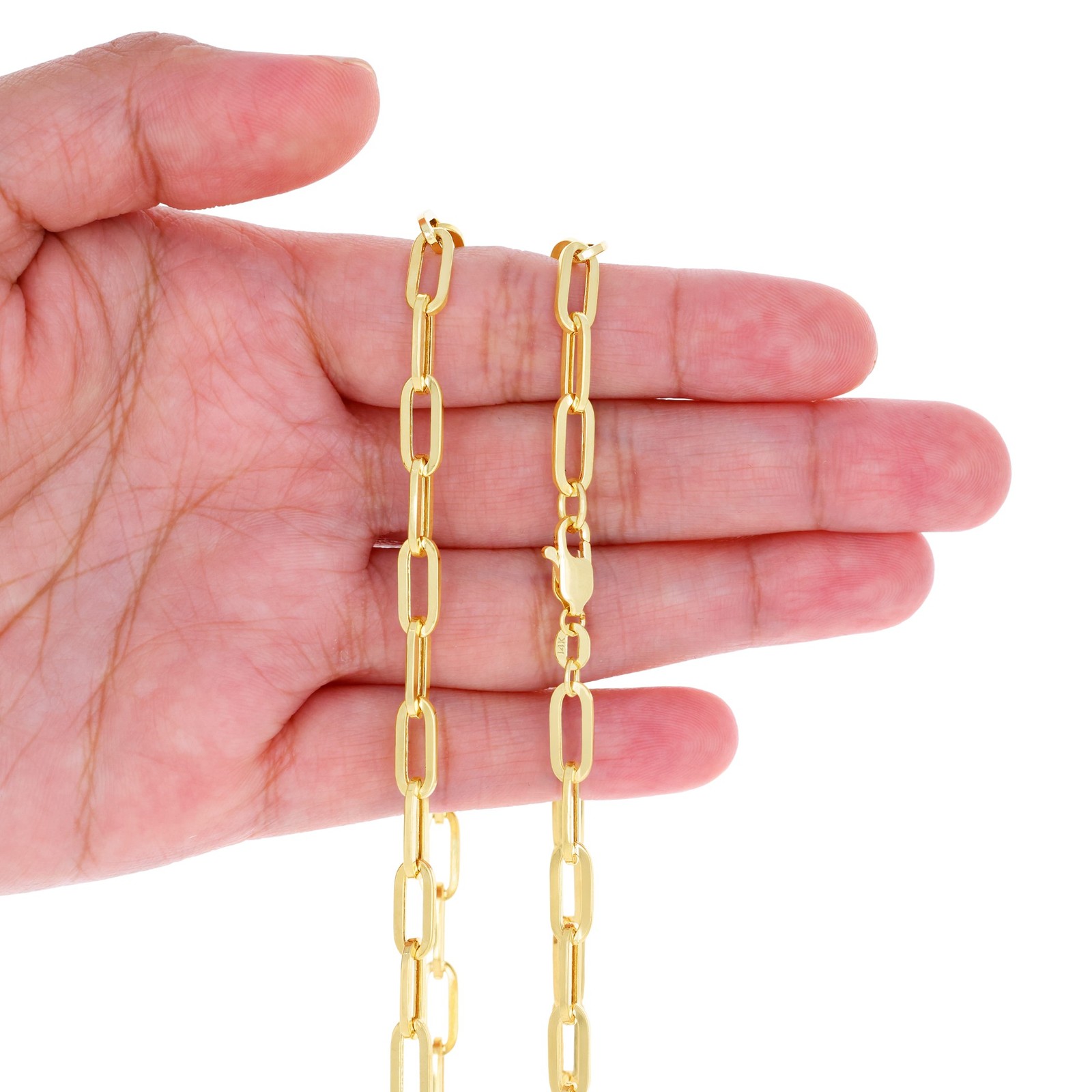 14k Yellow Gold 5mm Paperclip Chain Rolo Dainy Cable Link Necklace Men Women 20"