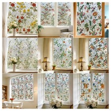 Colorful Floral Window Film Privacy Static Cling Stained Glass Film Decoration