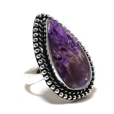 Ring Russian Charoite Gemstone Handmade 925 Sterling Silver Jewelry Size 7 v736