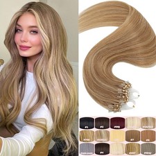 Russian Micro Loop Ring Beads 100% Real Remy Human Hair Extensions Full Head 1G