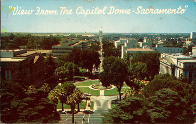 Postcard View From Capitol Dome Sacramento California Chrome Postmarked 1958