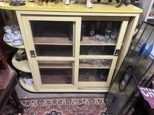Vintage Retro Mid Century Glass Fronted Mellow Yellow Drinks Cupboard Cabinet