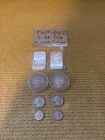2x 1 oz SDBullion bars, 2x Morgan silver dollar, 2x quarters, 2x dimes