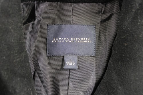 Banana Republic Coat Mens Large Wool Cashmere Peacoat Double Breasted Winter - Picture 3 of 7