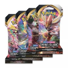 Pokemon TCG Rebel Clash Sleeved Booster Pack Art Set X4 Packs *Factory Sealed*