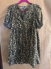 Old Navy Green Floral Cottagecore Prairie Mini Summer Dress Pockets Size Medium