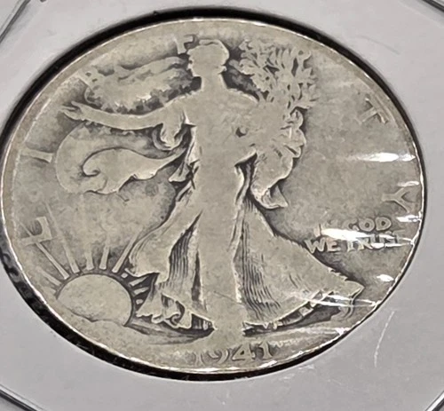 1941 D Walking Liberty Half Dollar 90% Silver 50c Very Good VG Collected Coin