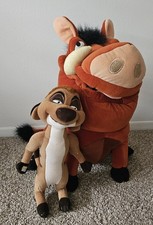 Vintage 16" Disney Lion King Pumbaa/Timon Plush Stuffed Toy Set w/ bugs