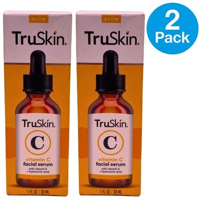 TruSkin Vitamin C Facial Serum with Vitamin E & Hyaluronic Acid 1oz 2 Pack New