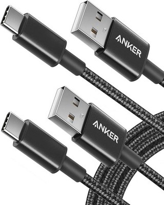 Anker USB C auf USB A Nylon Kabel 2 Stück 1,8m Ladekabel Samsung Huawei Schwarz