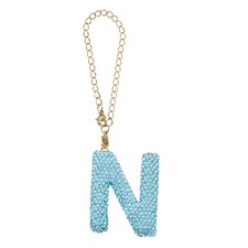 Letter Bag Charm Bling Glitter Letter Charm Initial, Blue, N Shape