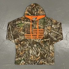 Realtree Camo Pullover Hoodie American Flag Size XL