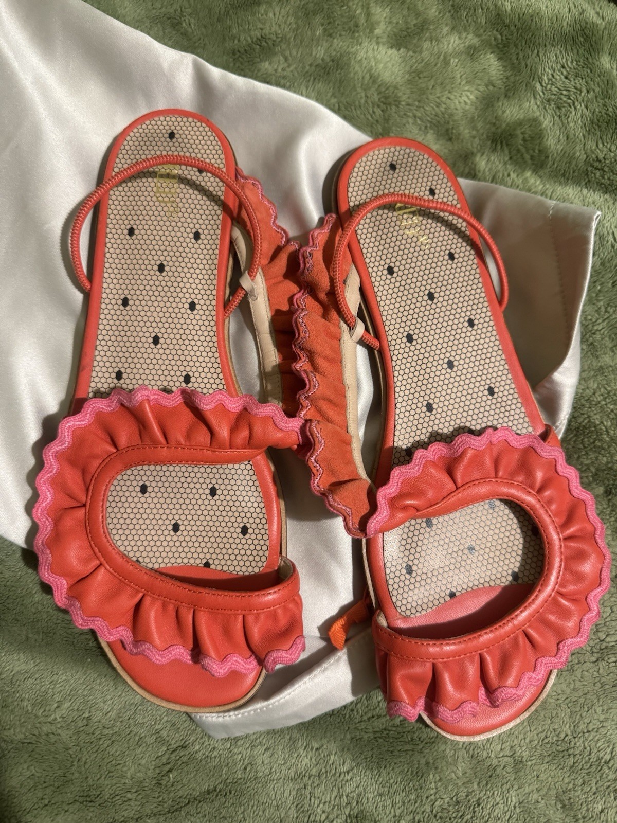 RED Valentino Ankle Strap Leather Sandal Flats Shoes in Red Sz 38 US 8 UK 5 thumbnail 2