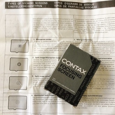 Contax Focusing Screen Sectioned Microprism Type for RTS 35mm English manual