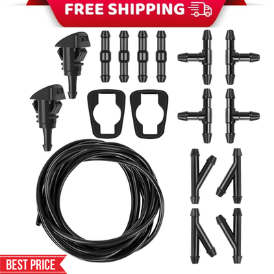 #ad Windshield Washer Hose Kit 5m Washer Fluid Hose12 Pcs Hose Connectors2 Fan No $10.97