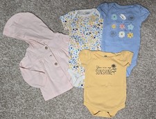 Baby Girl Spring 6 Month One Piece Short Sleeve Bodysuits Lot Of 4  With Jacket