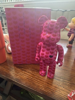Bearbrick 400% Pink Heart Hide Headwax Amplifier Collab 400 And Box Only