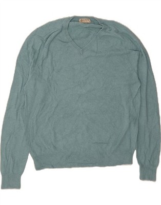J. CREW Herren V-Neck Pullover Pulli mittelblau Baumwolle JE02